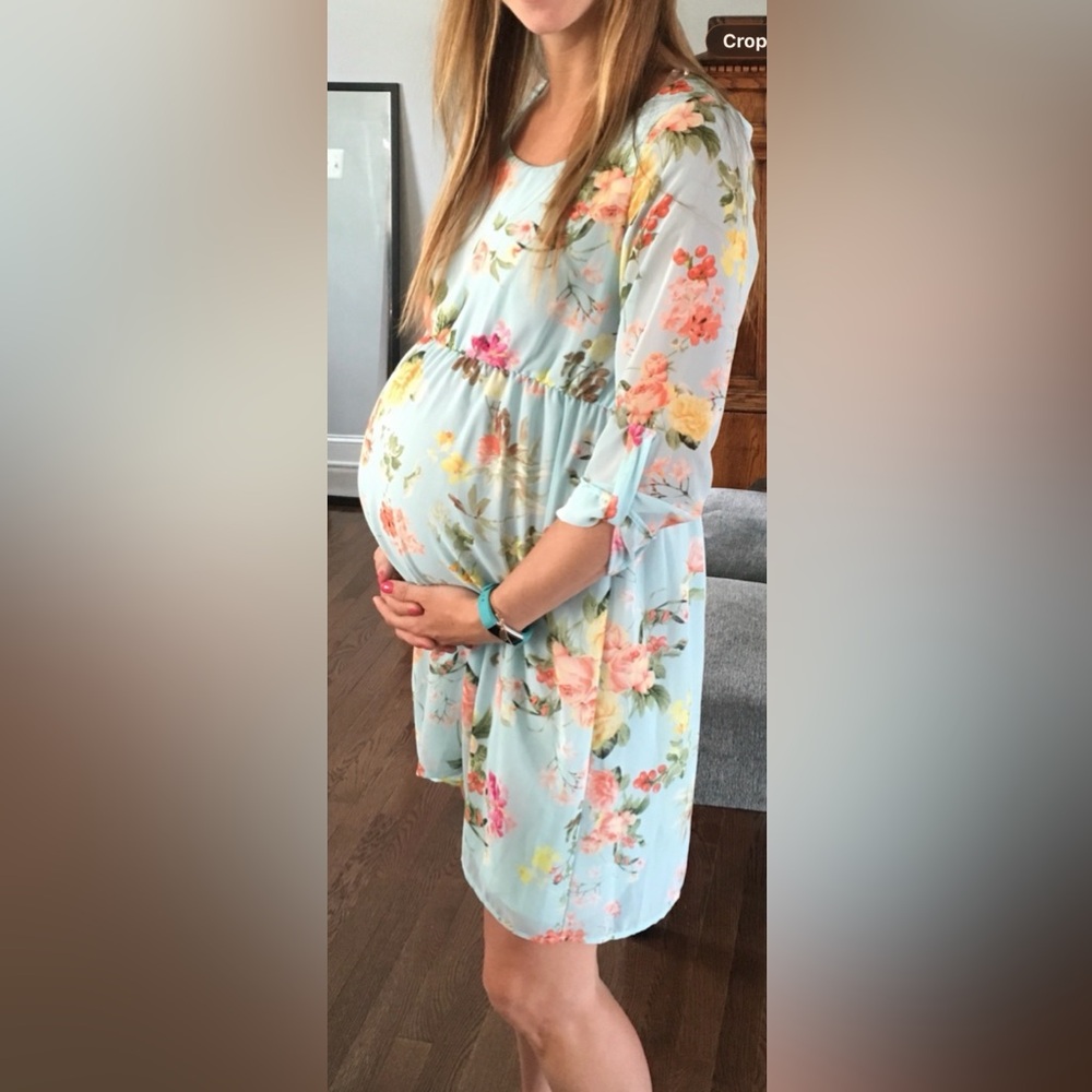 Pinkblush Light Blue Floral Chiffon Maternity Dress